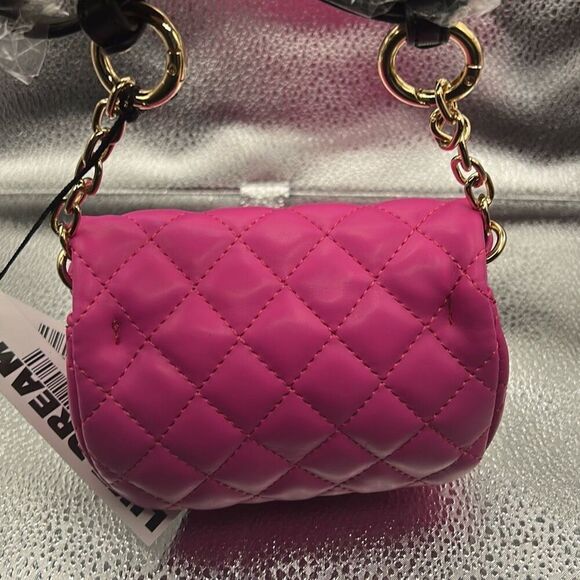 Like Dreams Quilted Faux Leather Mini Belt Bag Crossbody Hot Pink Marshmellow - Picture 7 of 10